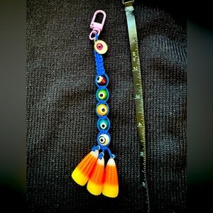 Evil Eye Candy Corn Purse Charm